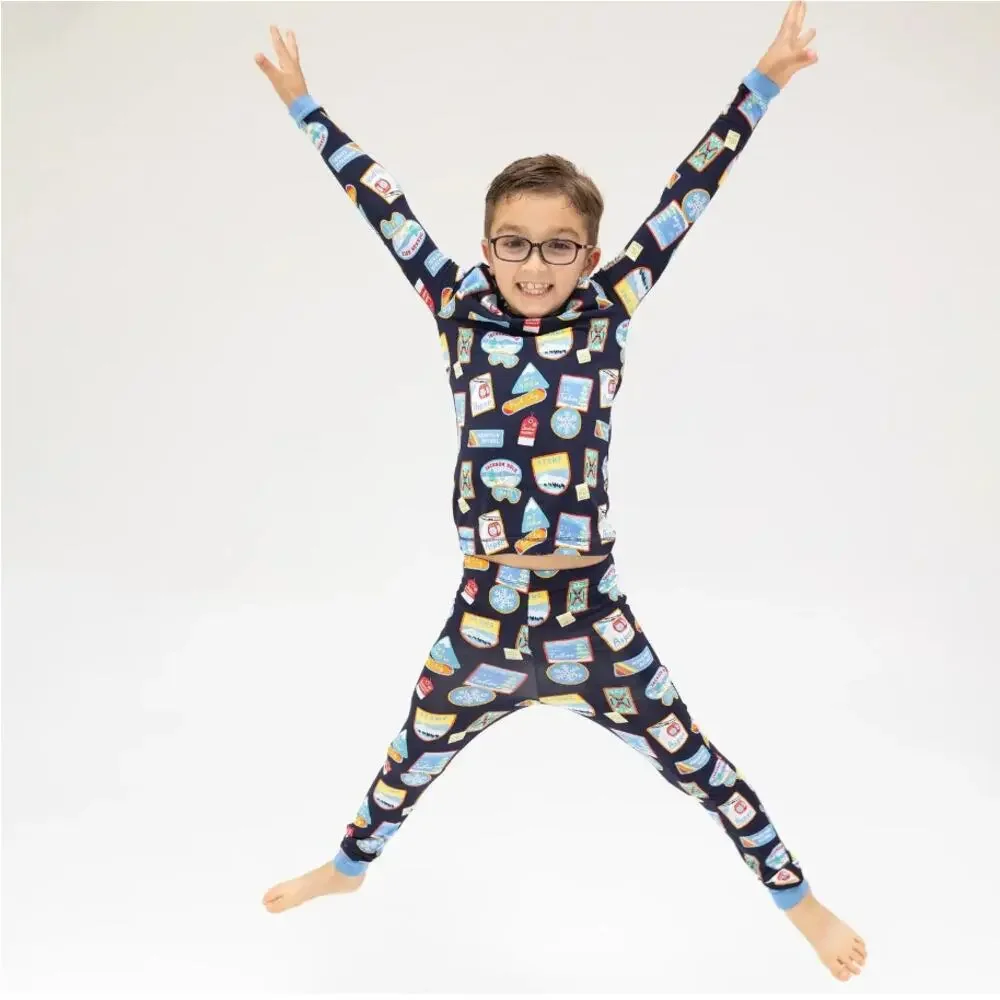 Angel Dear Baby Black Vintage Ski Patch Long Sleeve Loungewear Set Size 6-12 M - Picture 5 of 5